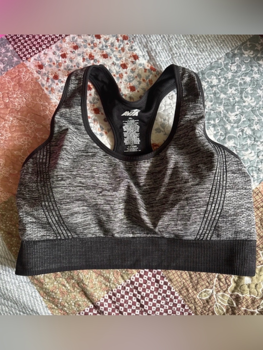 Avia Gray Seamless Heather Racerback Sports Bra womenโs size XXl